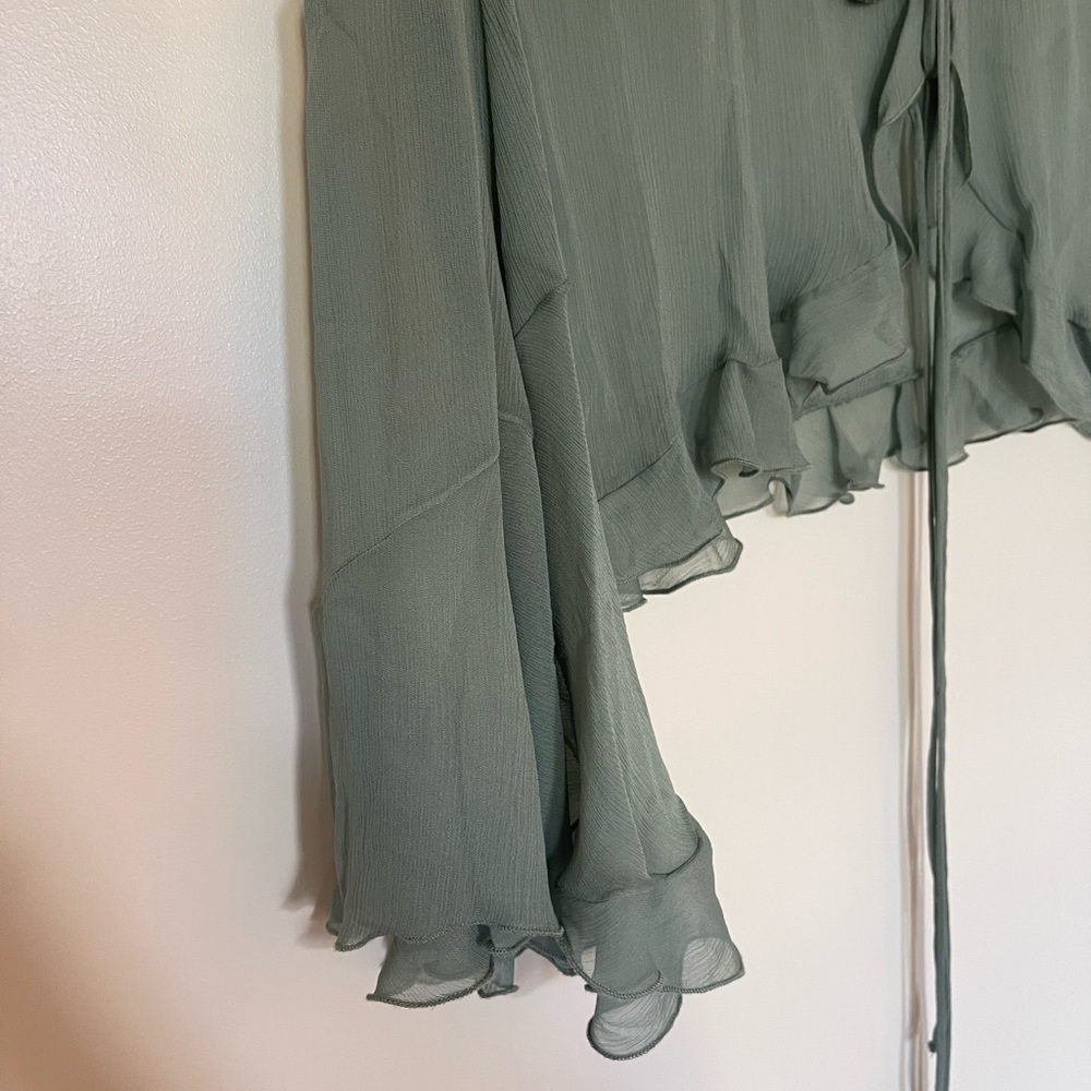 Zara Semi Sheer Ruffle Blouse - Picture 2 of 3